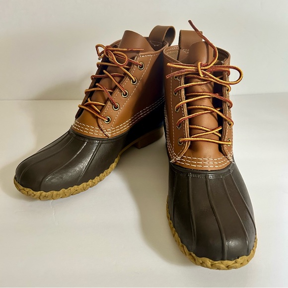 LL Bean Brown Leather Unisex Unlined Ankle Duck Boots Size 7N Men and 9N Women - Picture 3 of 11
